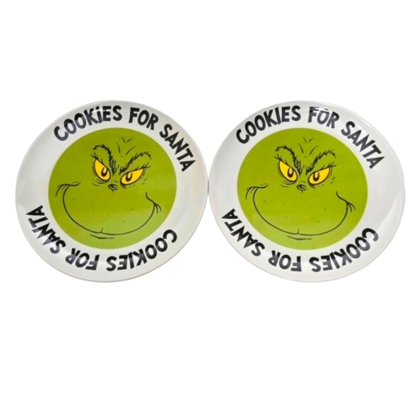 Dr. Seuss Other - The grinch Dr. Seuss plastic cookies for santa plates 2 new